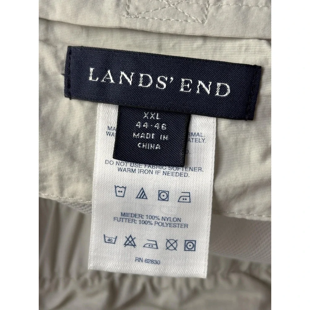 Lands End‎ Swim Trunks Shorts Mens 2XL Beige Nylon Mesh Lined Elastic Waist